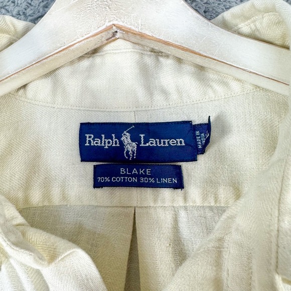 Ralph Lauren Shirt Mens XL Yellow Button Down Blake 70% Cotton 30% Linen Classic - Picture 5 of 10